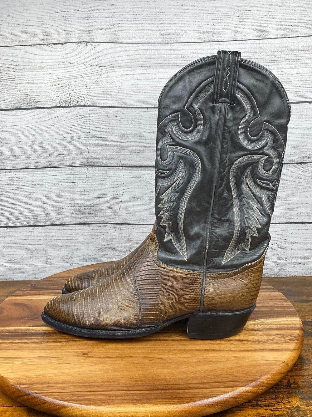 Tony Lama Gold Label Vintage 8711 Exotic Lizard Cowboy Boots Men’s Size 9 D